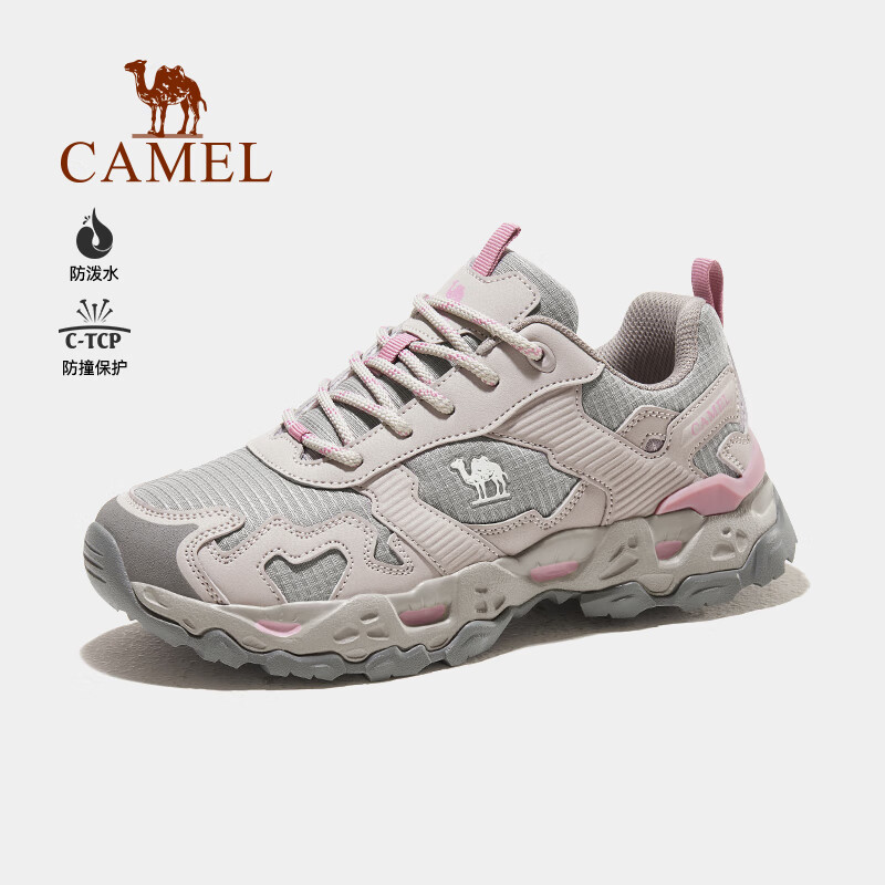 骆驼（CAMEL）魔岩女鞋夏季运动鞋透气舒适耐磨防滑防泼水男登山户外爬山徒步鞋 F23A693007，灰色，女 38