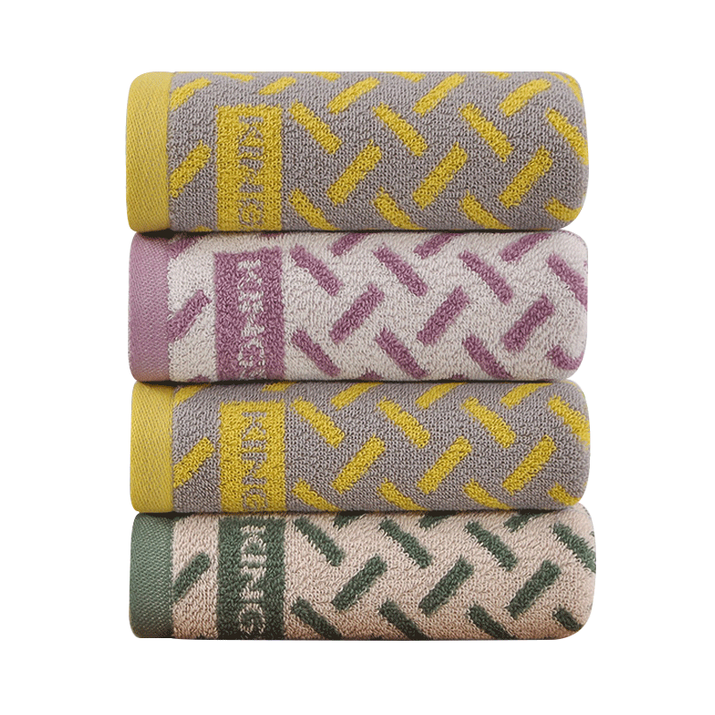 金号纯棉毛巾吸水加厚3条装新疆棉洗脸巾 紫/绿/黄 70*34cm 100g/条