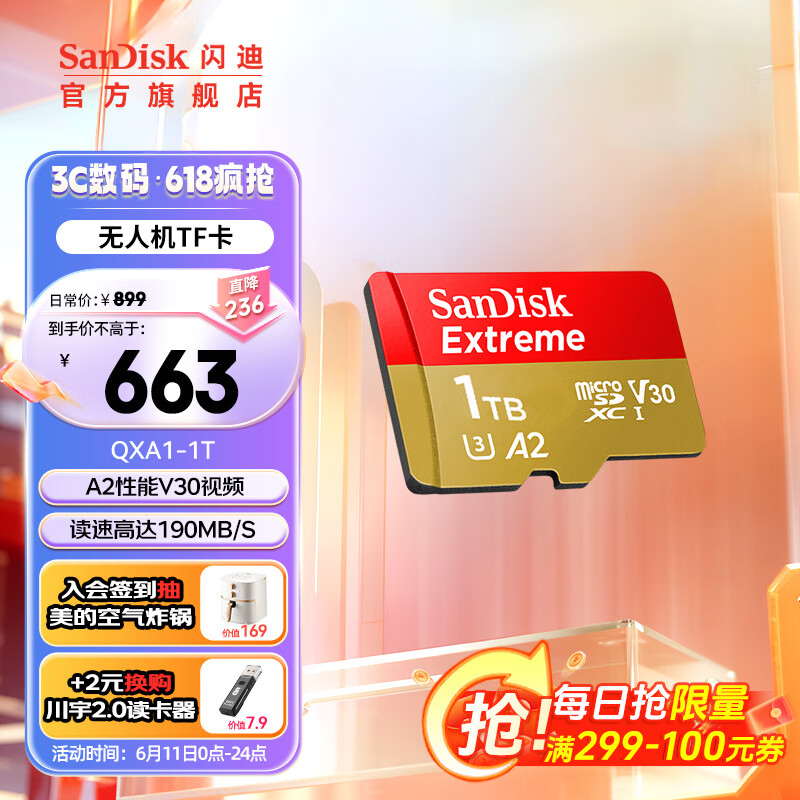 SanDisk闪迪A2高性能1TB TF（MicroSD）手机存储卡 V30视频U3等级4K视频 1TB 存储卡