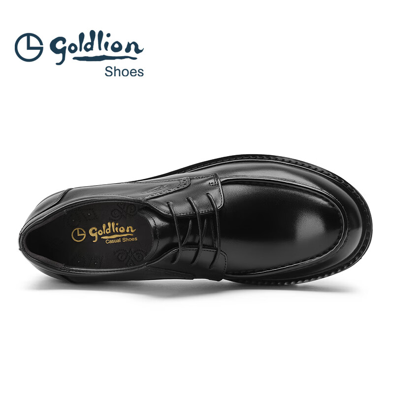 金利来(Goldlion)男鞋2026新款真皮商务正装系带皮鞋男士大头加宽厚底休闲软皮轻底 黑色 43