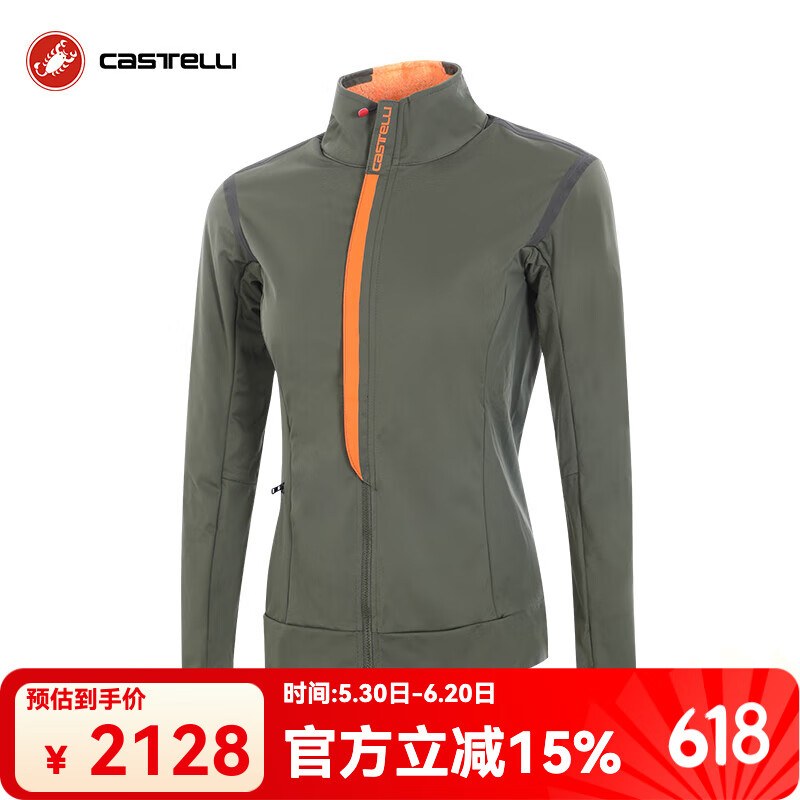 castelli蝎子骑行服女款秋冬季防风憎水带口袋自行车长袖外套4522541 075军绿色 S