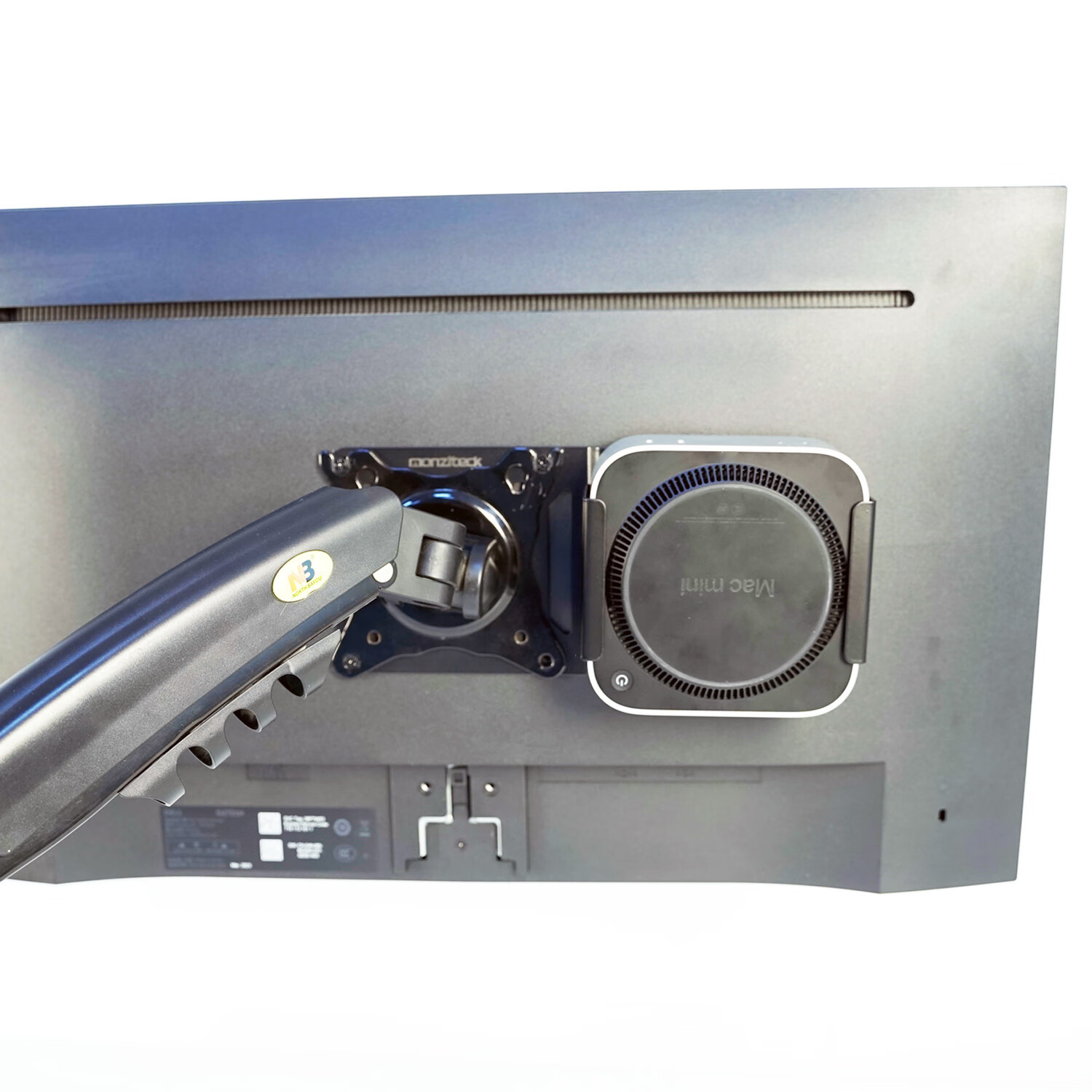 美易支Mac mini M4显示器安装支架+转接头延长板套装组合金属节约空间带螺丝 黑色