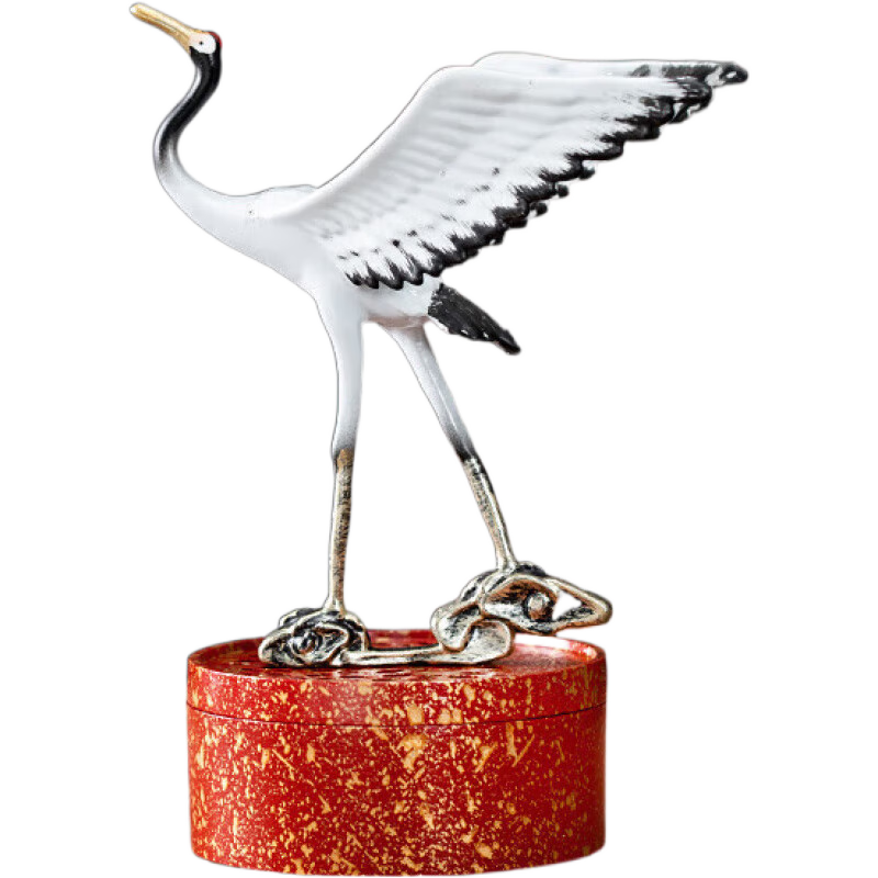 凈嚴妙香【新品】白鶴全銅合金檀香盤(pán)香爐家用仙鶴擺件香爐家用室內香薰爐 祥云仙鶴香爐-紅底