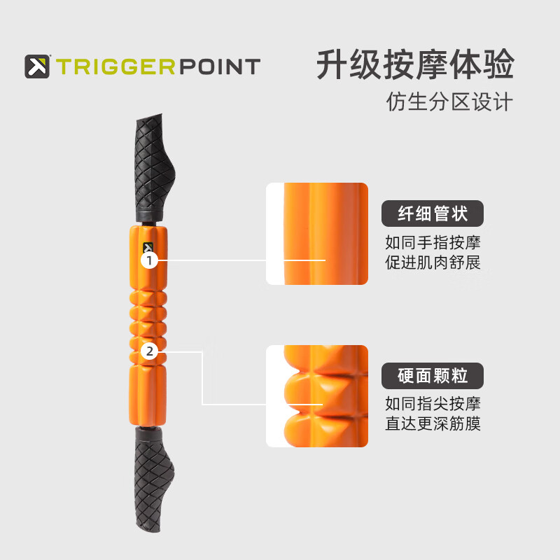 TRIGGERPOINT进口手持按摩棒狼牙棒筋膜肌肉放松滚轴瘦小腿健身运动深度按摩器 全身按摩/软硬适中/标准按摩棒