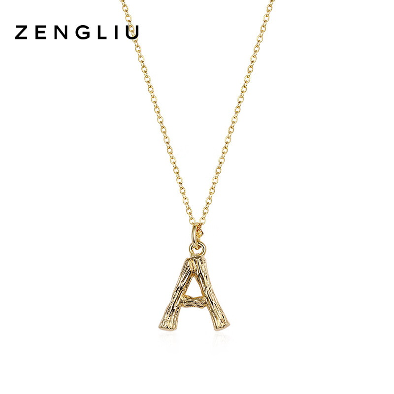 ZEGL【新品】金色簡(jiǎn)約字母項(xiàng)鏈女款輕奢小眾設(shè)計(jì)感h首字母吊墜鎖骨鏈 字母A