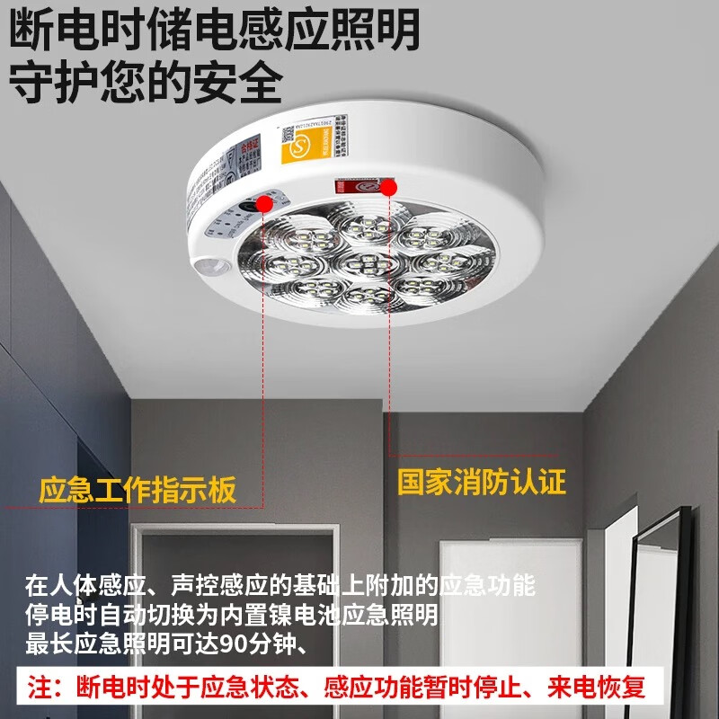 东宇照明led消防应急吸顶灯人体感应灯声控楼道过道走廊楼梯物业 人体感应吸顶灯7W直径210mm