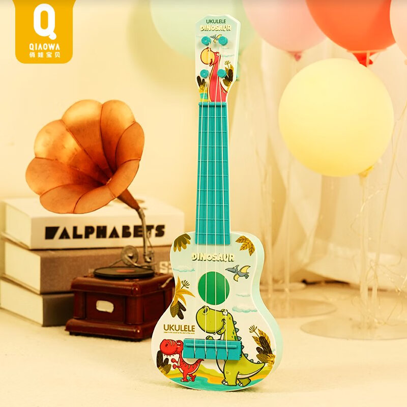俏娃寶貝兒童吉他尤克里里小女孩玩具可彈奏幼兒初學(xué)迷你寶寶生日禮物道具 恐龍趣味尤克里里