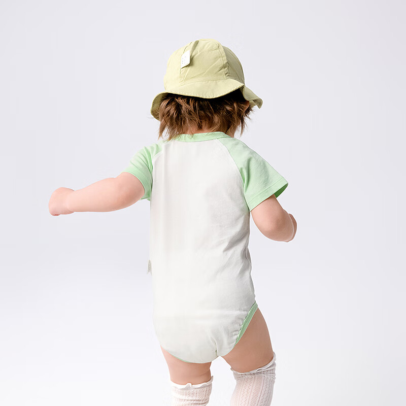 巴拉巴拉新生儿衣服宝宝包屁衣三角衣2025新款两件装全棉夏装舒适 绿色调202同色不同款2件装 90cm