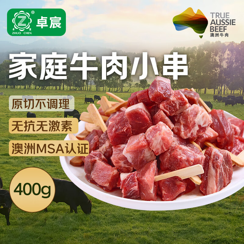 卓宸 澳洲Coles谷饲原切空气炸锅牛肉串 200g*2 烧烤烤肉小串源头直发