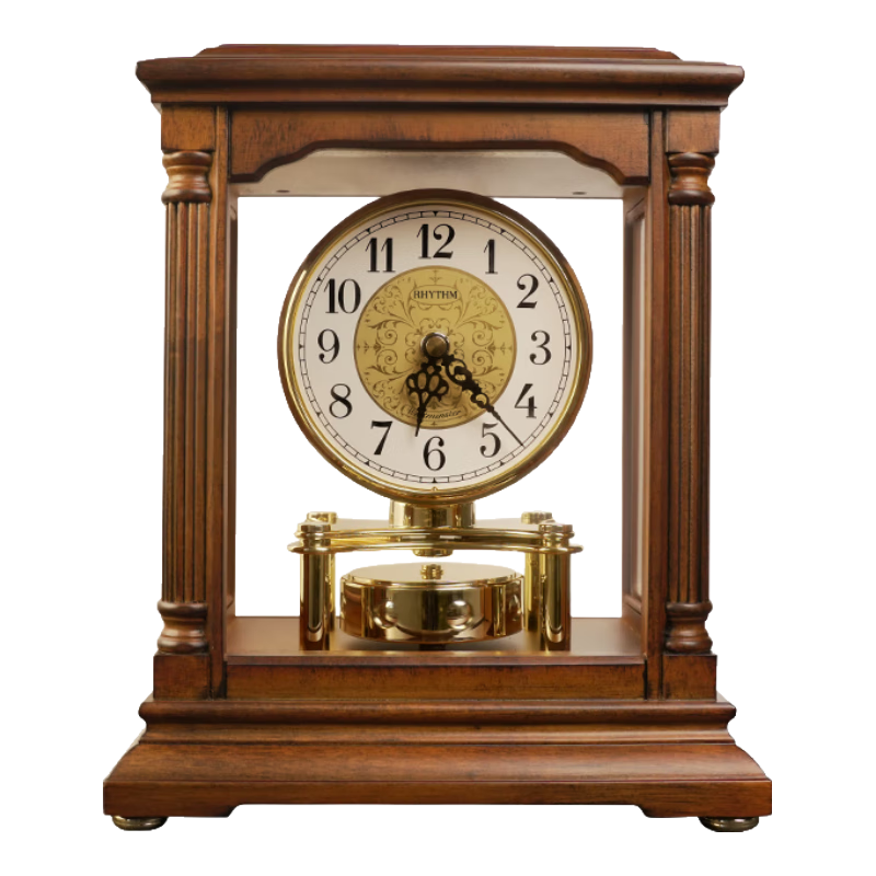 麗聲赤楊木復古座鐘客廳家用2025新款實(shí)木創(chuàng  )意中式復古鐘表擺放式臺鐘 楠木色 23.5*15*28cm