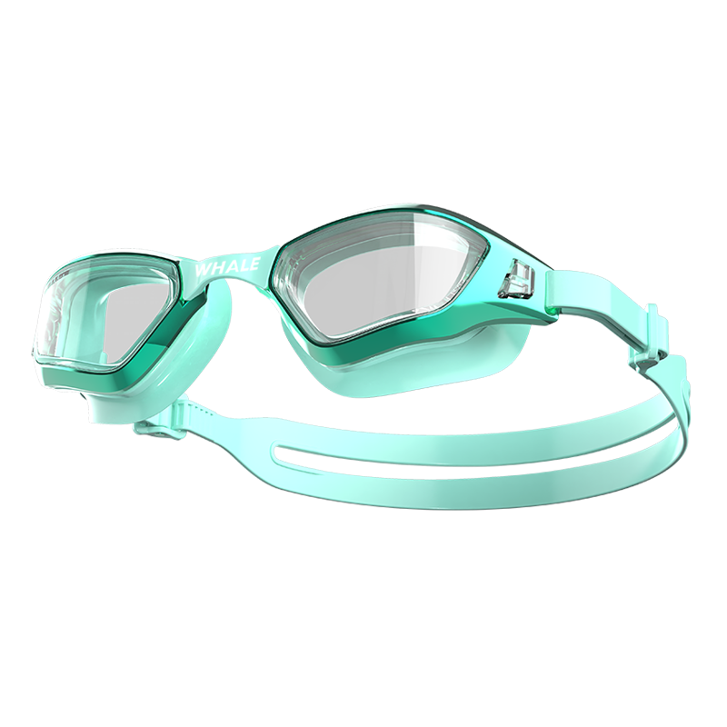 鲸鱼N1防雾泳镜可拆卸镜片999天起雾换新近视可选度数游泳眼镜男女 闪亮银【高清镜片】+赠泳帽