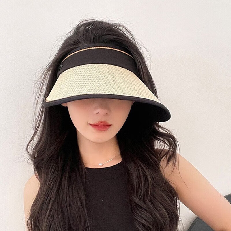 达芬奇密码 女遮阳帽户外防晒太阳帽 米色
