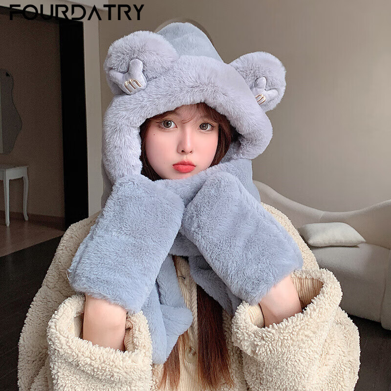 FOURDATRYñ��Χ�����������׶���ë��С��ñ�������Χ��һ��Ů�Ӻ�ů ��ɫ