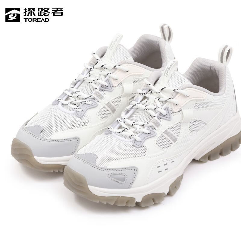 探路者新款户外登山徒步鞋防滑运动鞋透气耐磨男女款 本白/灰 37