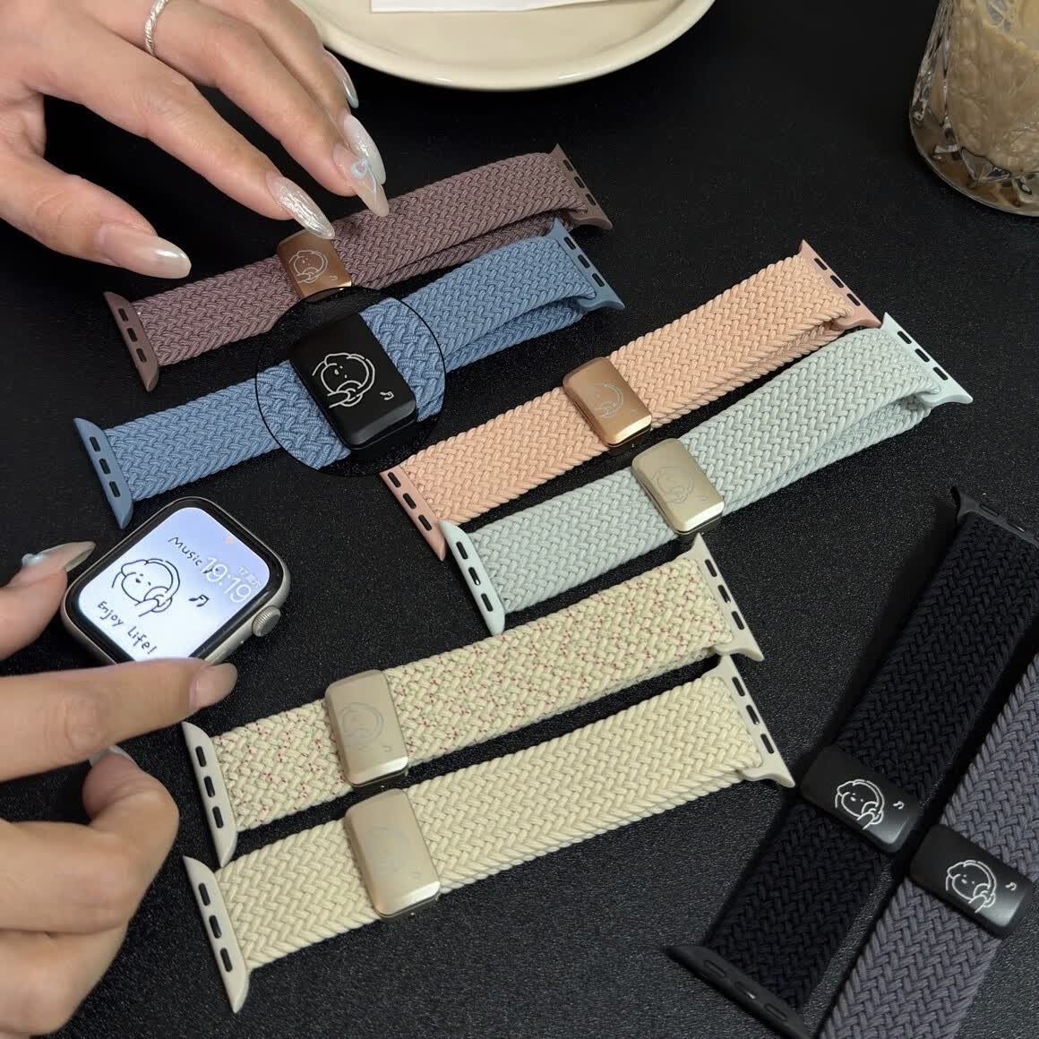 适用S11苹果手表表带S10尼龙编织腕带iwatch9可爱磁吸扣S8夏季SE透气Applewatch567男女运动替换带 烟紫色-磁吸扣 适用s10/s11通用 42mm