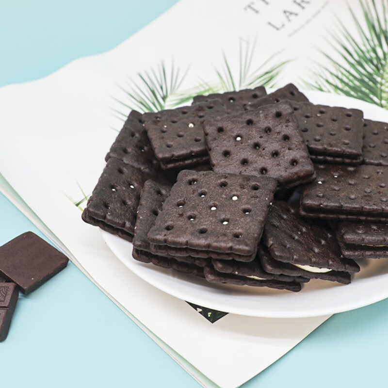 马奇新新马来西亚进口纯可可粉巧克力威化苏打饼干蛋卷休闲零食下午茶点心 岩盐香草味夹心饼干95g*4