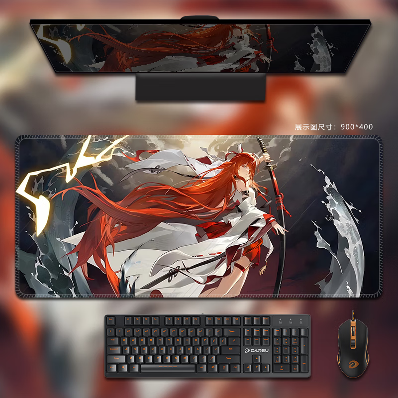 龙族上杉绘梨衣会鼠标垫家用办公桌垫超大号二次元游戏电竞键盘垫 C711：精密锁边防滑底面可水洗 1000*500mm 5mm