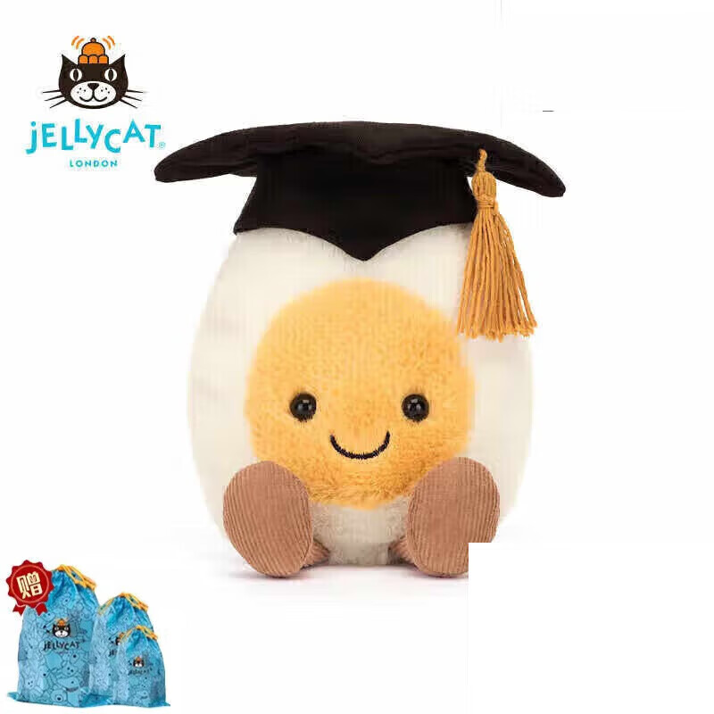JELLYCAT英国Jellycat女礼物趣味毕业蛋玩偶可爱毛绒玩具公仔娃娃儿童玩具 博士水煮蛋 15cm