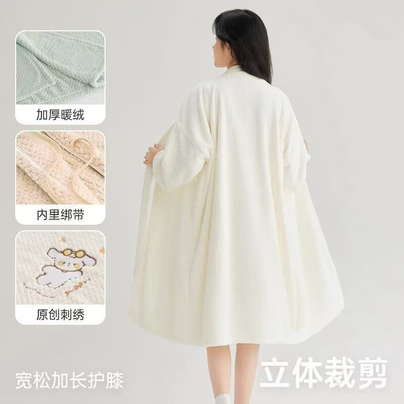 女士吸水速干浴巾睡袍成人浴袍可穿睡衣 加厚加大绣花(短袖)浴袍浅紫色 均码1.5-1.75米内,体重170斤内