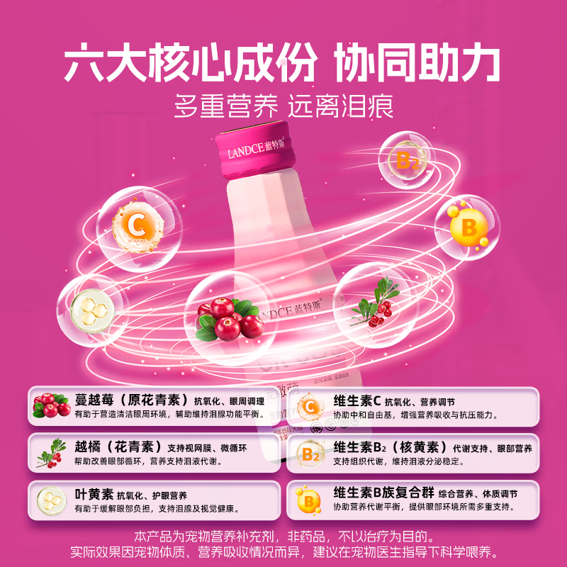 LANDCE宠物淡化泪痕乳化营养液猫咪狗狗呵护眼周清洁护理宠澈萌 宠澈萌80ml