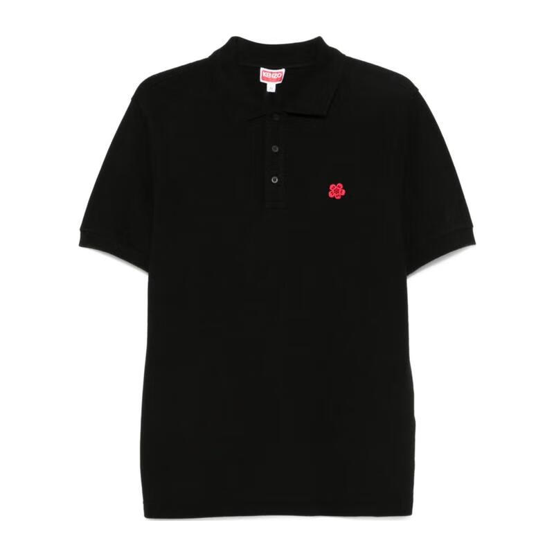 高田賢三（KENZO）短袖Polo衫翻領(lǐng)男士休閑商務(wù)百搭春夏服裝 黑色 均碼 |XXL