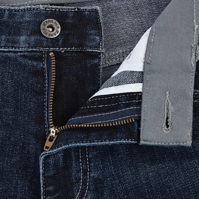 HLA海澜之家旗下黑鲸腰间抽绳牛仔裤男2025年秋季时尚窄脚裤长裤