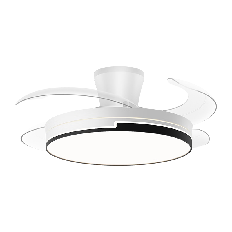 惠普风扇灯普瑞护眼LED隐形扇叶餐厅遥控调光一体吊扇灯中山灯具