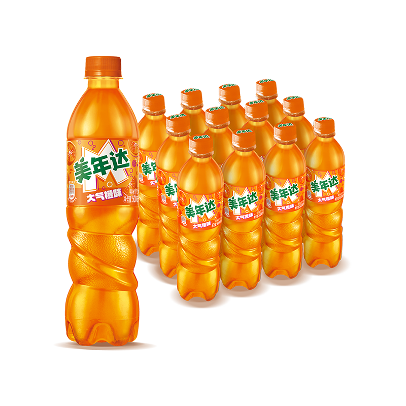 百事可乐美年达 Mirinda 橙味汽水碳酸饮料500ml*12瓶 整箱装
