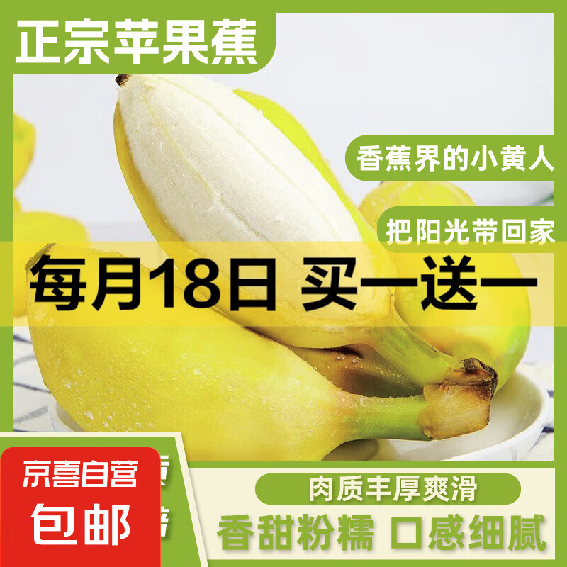 正宗苹果蕉广西香蕉自然熟新鲜水果奶蕉粉蕉小米芭蕉鹏贸 净重1斤