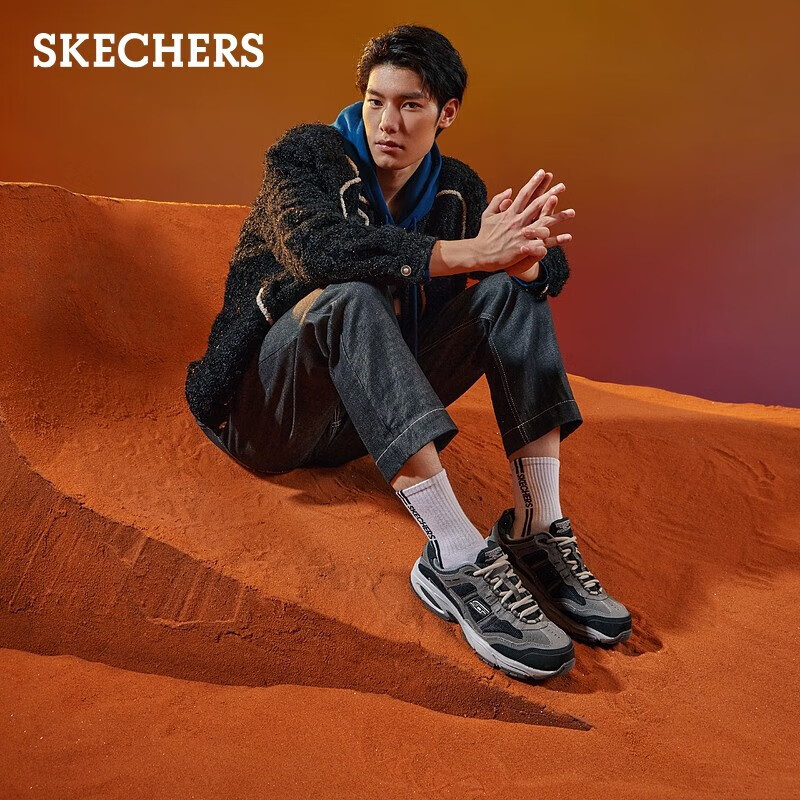 斯凯奇（Skechers）男鞋复古老爹鞋运动鞋户外鞋子厚底增高休闲鞋51241 51241-炭灰色/黑色/CCBK 41