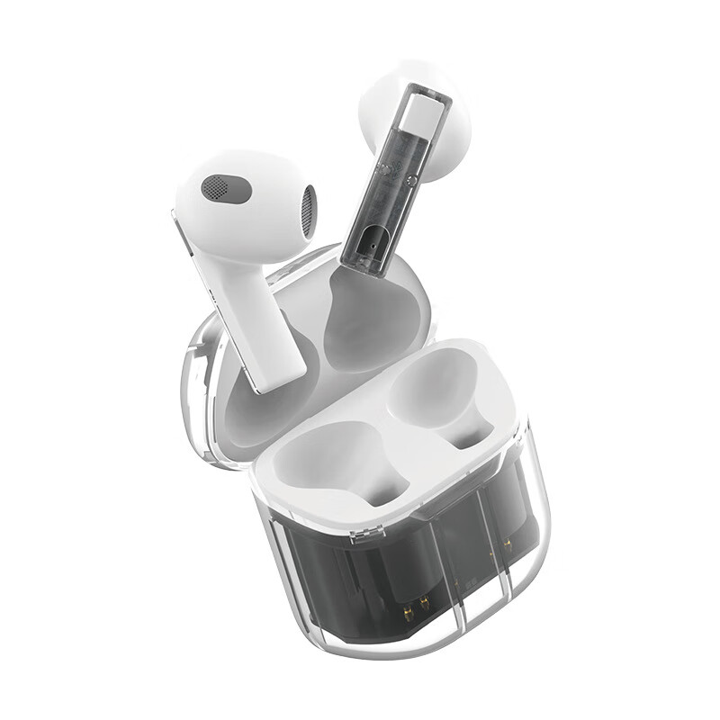 中性新款新款无线蓝牙耳机透明款运动挂耳机超长续航降噪蓝牙耳机批发 白色