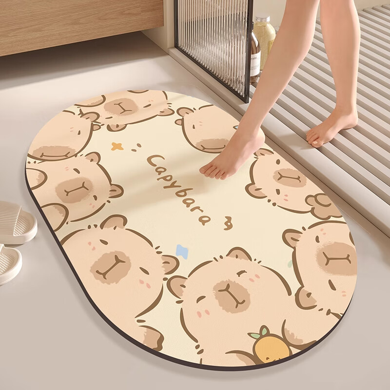 金玉铭川浴室地垫卫浴吸水垫子卫厕所生间门口脚垫家用入户门防滑垫可定制 GZN-嗨皮狗狗-椭圆 40X60cm【吸水速干防滑】