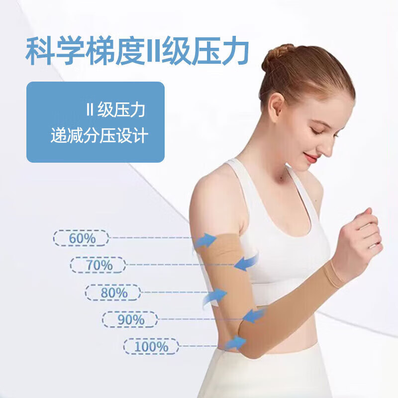 通用日本淋巴水肿压力袖套弹力袖套淋巴手臂水肿术后静脉曲张袖套 长臂套-九分款-肤色【M码】
