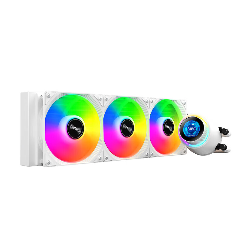 航嘉大白鲨GX240R/360R虎鲨 白色散热360一体式 240水冷散热器 CPU电脑机箱散热风扇 水冷排水冷散热器 GX360R巨齿鲨白色【自定义显示屏】