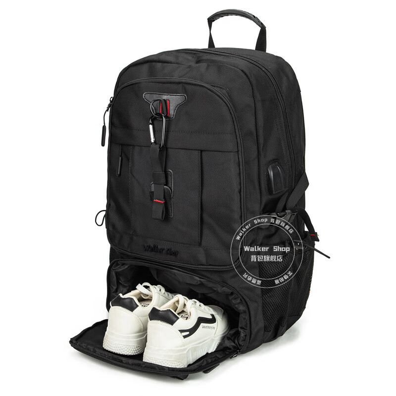 Walker Shop【520礼物】双肩包男尼龙户外旅行出差背包大容量行李包男 黑色80L(独立鞋仓) 升级版