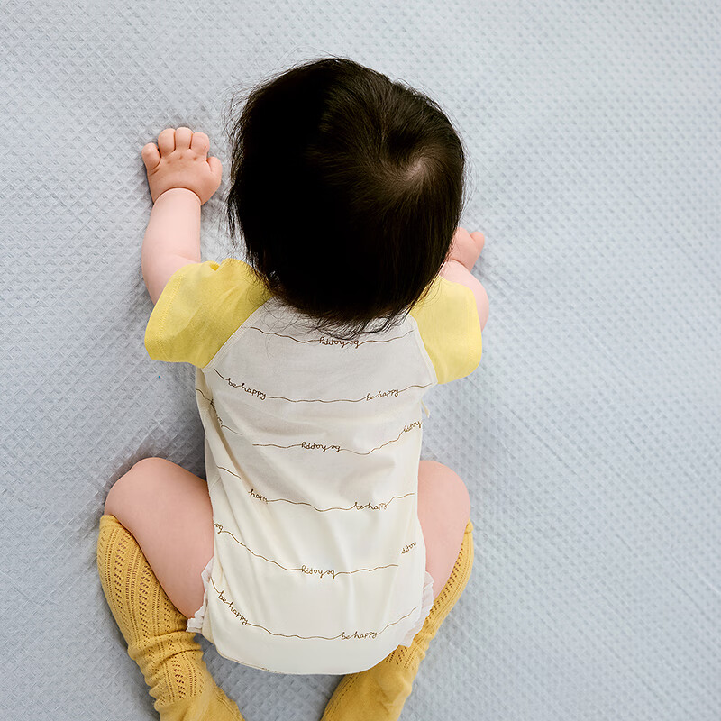 巴拉巴拉新生儿衣服宝宝包屁衣三角衣2025新款两件装全棉夏装舒适 黄色调00333同色不同款2件装 66cm