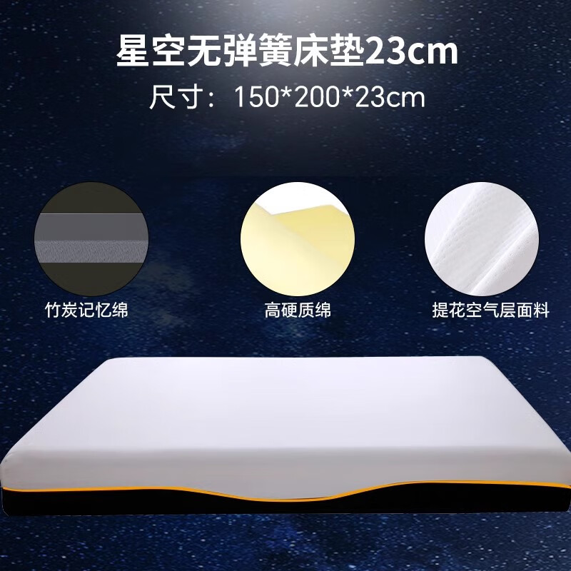 诺伊曼（noyoke）0压记忆棉床垫厚零压慢回弹双人床家用软垫褥子加厚床垫子 150*200*23CM厚白灰拼接零压记忆 0cm*0cm 品牌正品_塌陷包赔