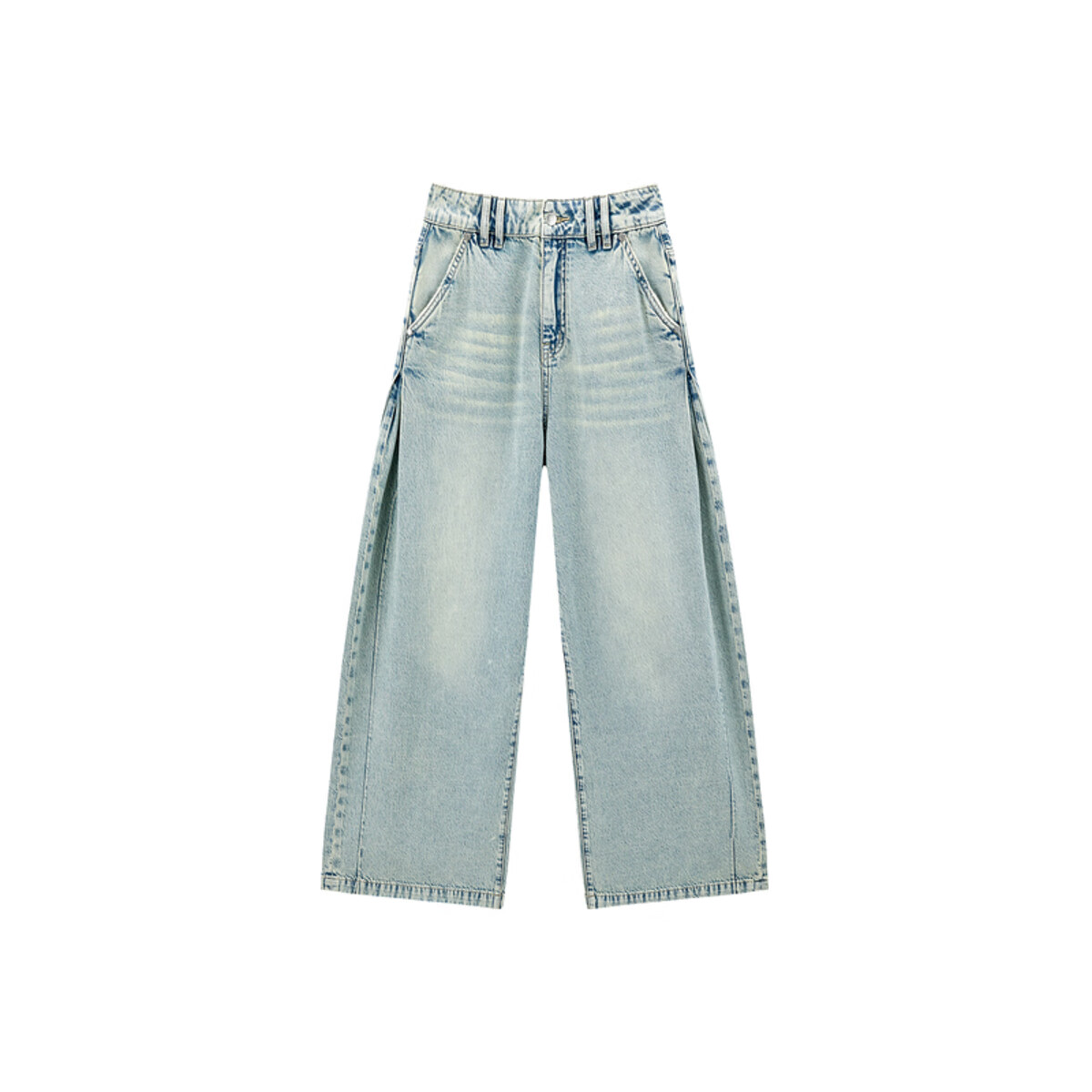 太平鸟女装高腰显瘦束脚裤简约牛仔裤气质弹力直筒休闲裤合集 牛仔长裤牛仔浅蓝 L