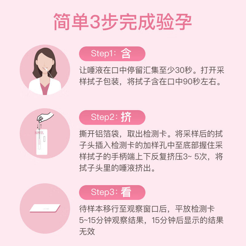 怡家测验孕HCG早早孕卡居家自检唾液试剂高精准度怀孕早孕测试纸条棒女 【新品上市】1盒