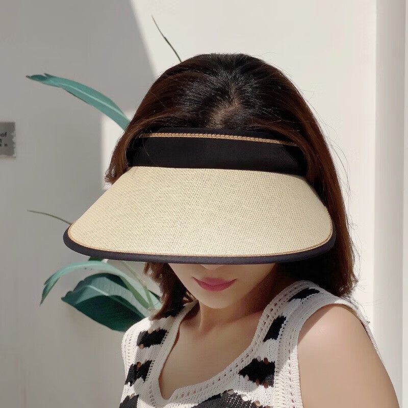 达芬奇密码 女遮阳帽户外防晒太阳帽 米色