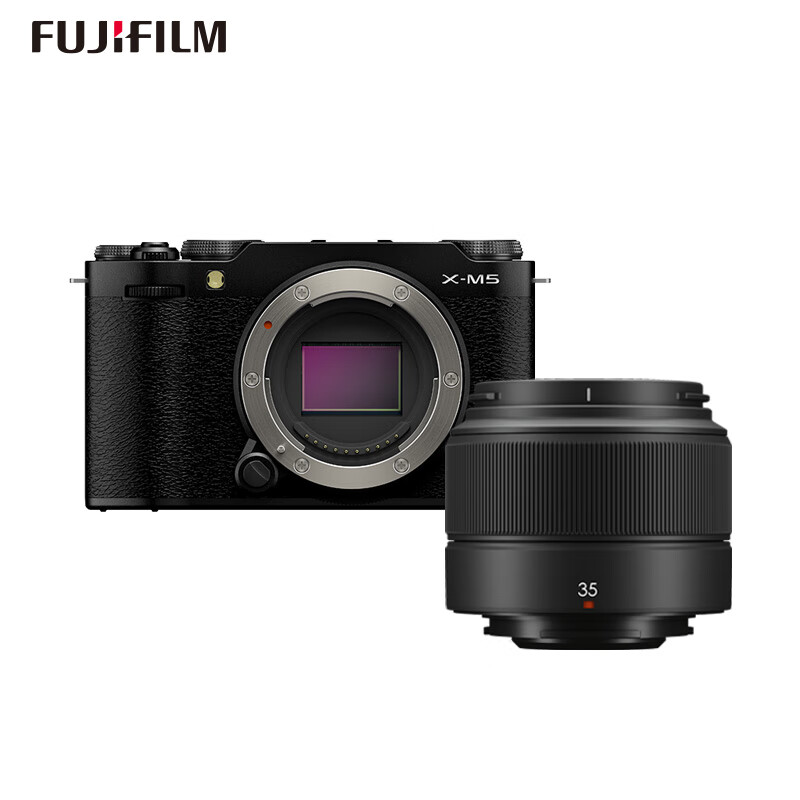 富士（FUJIFILM）X-M5/ M5 微单相机 套机（XC35镜头）2610万像素 AI智能对焦 20种胶片模拟 黑色