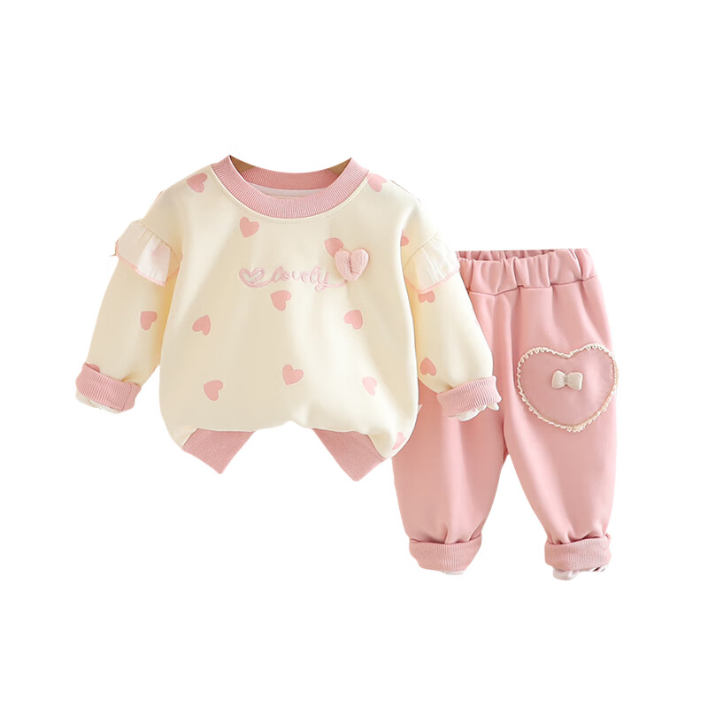 G.duck女童套装春秋季一岁女宝宝卫衣长袖秋冬洋气婴儿童公主衣服两件套 粉色 80 建议宝宝8-10公斤 12-24个月c