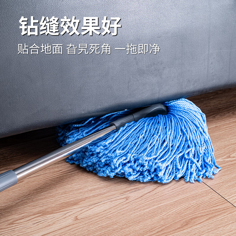 奕清良品免手洗纤维毛巾布拖把新款吸水家用传统老式水拖墩布头拖地一拖净 【1杆1头·紫色】超纤纱水拖把