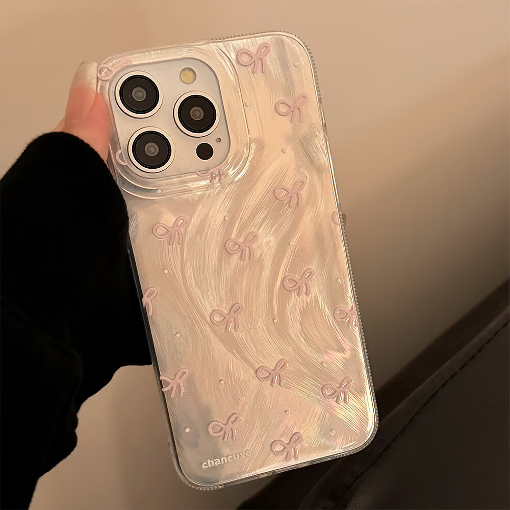 【优选】粉色蝴蝶结适用苹果15手机壳iphone13promax防摔12硬14少 1个银色小白点黑结【光油】 11pro
