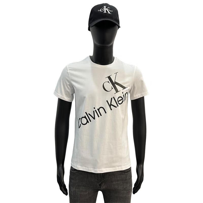 CALVIN KLEIN JEANSCK短袖T恤男25春夏新款大Logo显瘦修身棉质打底衫 白色 3XL 175-200斤