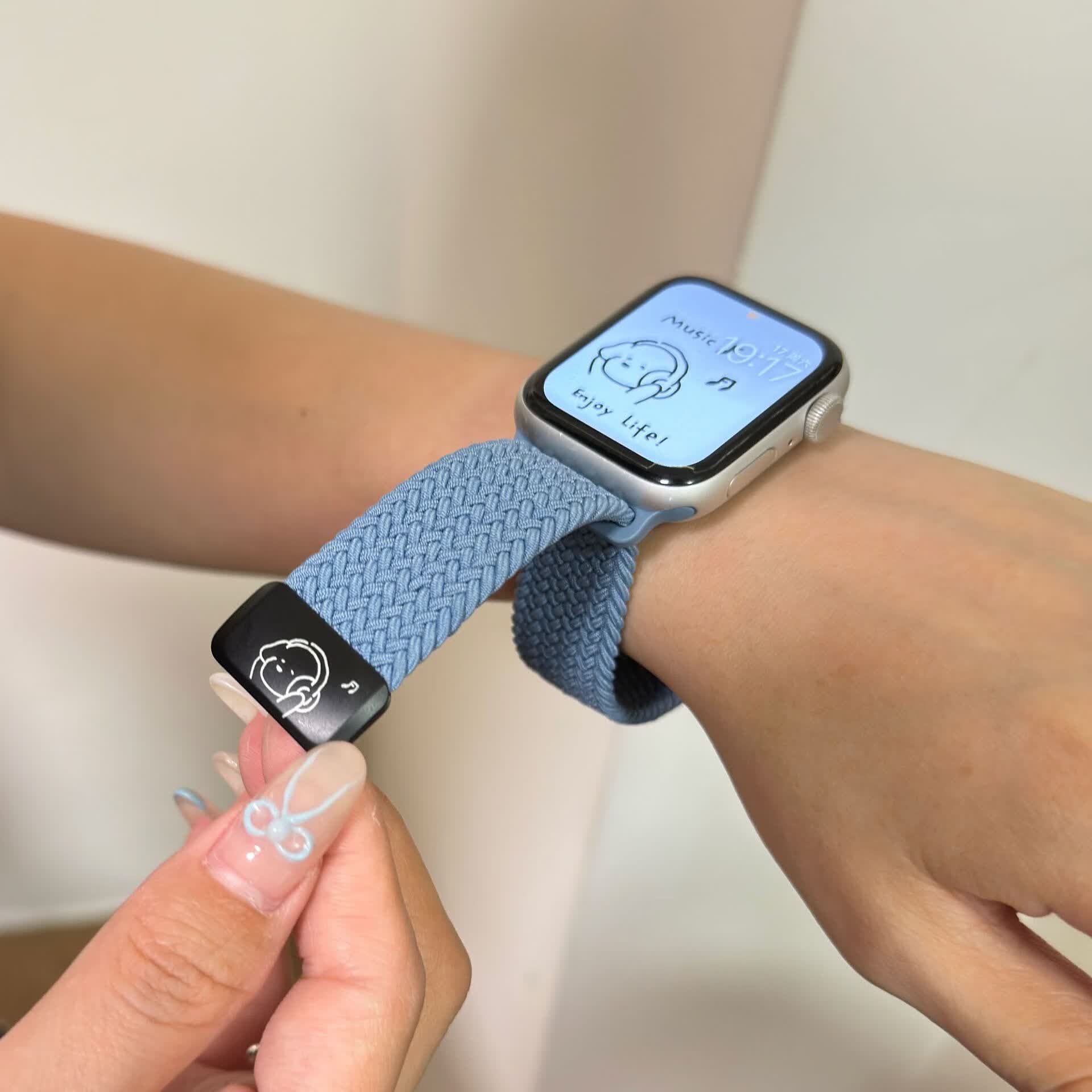 适用S11苹果手表表带S10尼龙编织腕带iwatch9可爱磁吸扣S8夏季SE透气Applewatch567男女运动替换带 烟紫色-磁吸扣 适用s10/s11通用 42mm