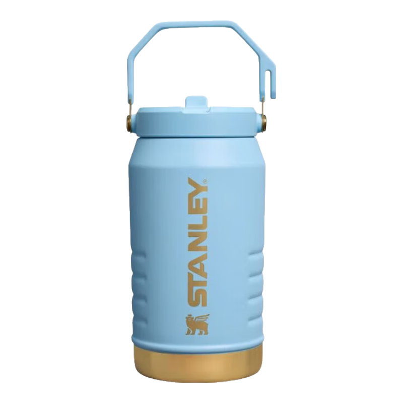 STANLEYx Messi梅西系列Stanley1913翻蓋吸管壺IceFlow大容量64oz帶提手 梅西前鋒藍(lán)色電光藍(lán) 1892ml 運(yùn)動(dòng)戶外金色拼色浮雕圖案