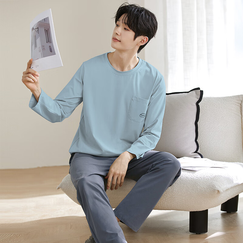 馨爱百年睡衣男秋冬长袖纯棉大码休闲运动可外穿中青年家居服套装 QH-2549 3XL