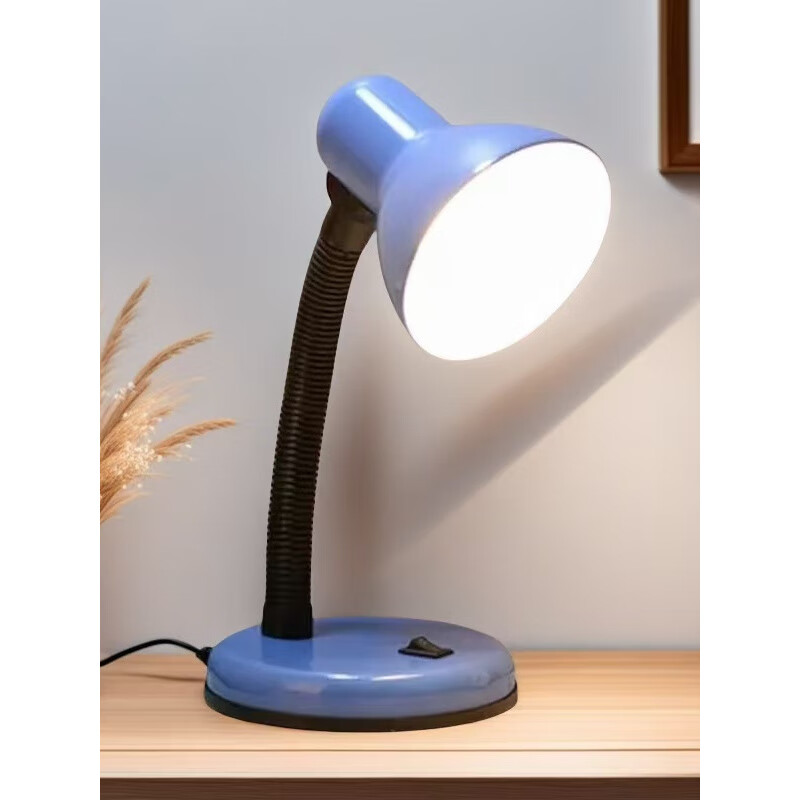 翰鸥斐台灯卧室床头灯老人用插电按键式床头中老年床头台灯办公桌学生学 红色台灯+LED无频闪3瓦白光灯泡 按钮开关