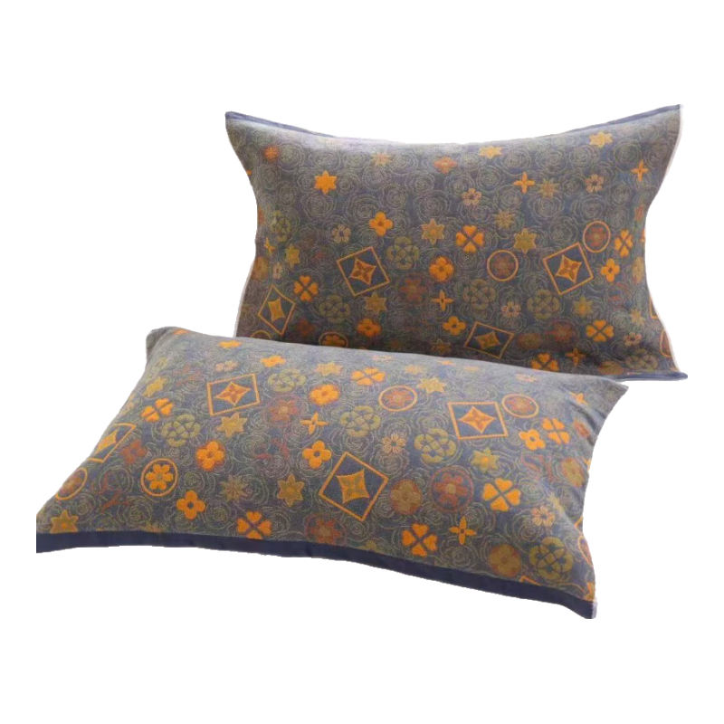 百麗絲水星家紡出品枕巾一對加大加厚紗布大號枕巾透氣吸濕排汗柔軟單人 四葉草深灰一對【52*78】